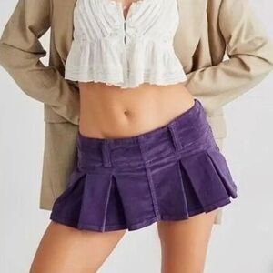 Free People NWT Purple Corduroy Pleated Micro Skort Size 0